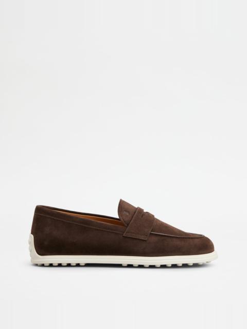 Tod's LOAFERS IN SUEDE - BROWN