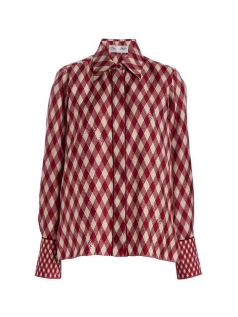 Oscar de la Renta Argyle Silk-Twill Blouse red