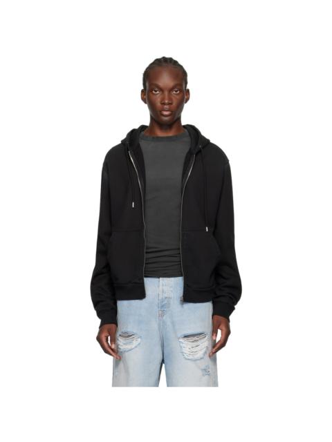 We11done CHARCOAL MENS BOUCLE HOODIE ZIP-UP / CHA | REVERSIBLE
