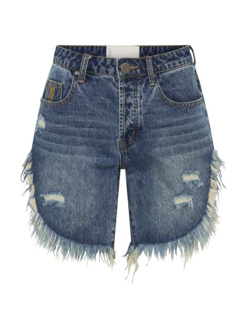 ONE TEASPOON Frankies High Waist Long Length Denim Shorts - Blue Love
