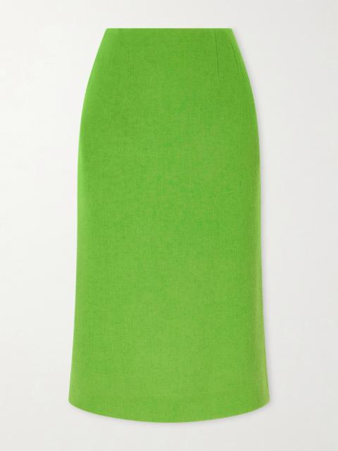 Valentino Wool-crepe midi skirt Bright green