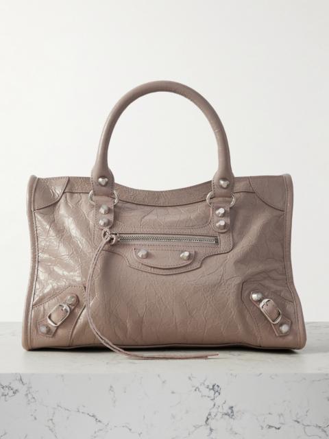 BALENCIAGA Le City Small Embellished Textured-leather Tote