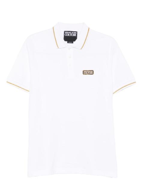 VERSACE JEANS COUTURE gold-trimmed logo-detail  polo shirt