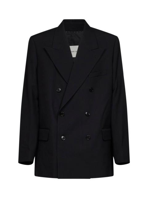 Dries Van Noten Black wool canvas Bosier double-breasted jacket