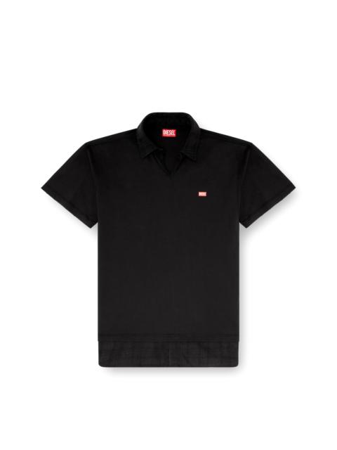 Diesel JERSEY POLO SHIRT WITH CHECK FLANNEL TRIMS