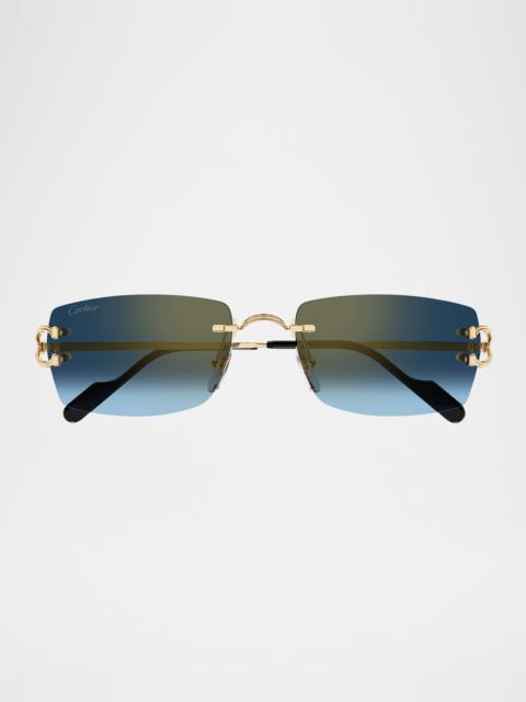 Cartier Men's CT0550SM Metal Rectangle Sunglasses