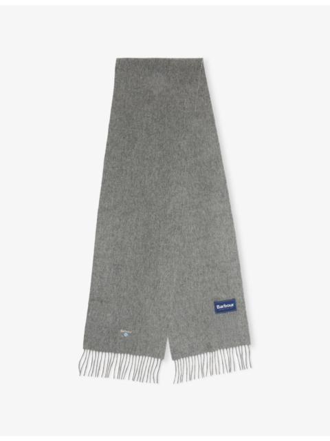 Barbour Plain Logo-Embroidered Lambswool Scarf