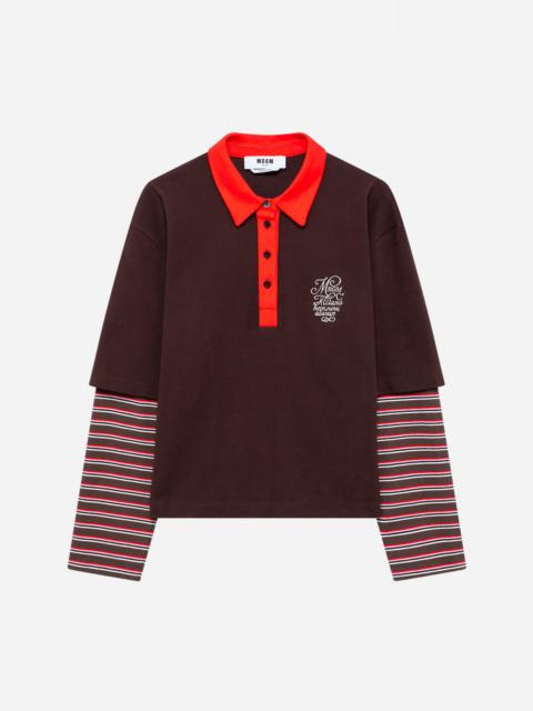 MSGM Layered cotton piqué polo