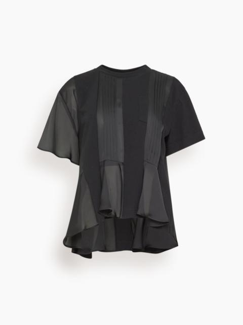 sacai Satin x Cotton Jersey T-Shirt in Black