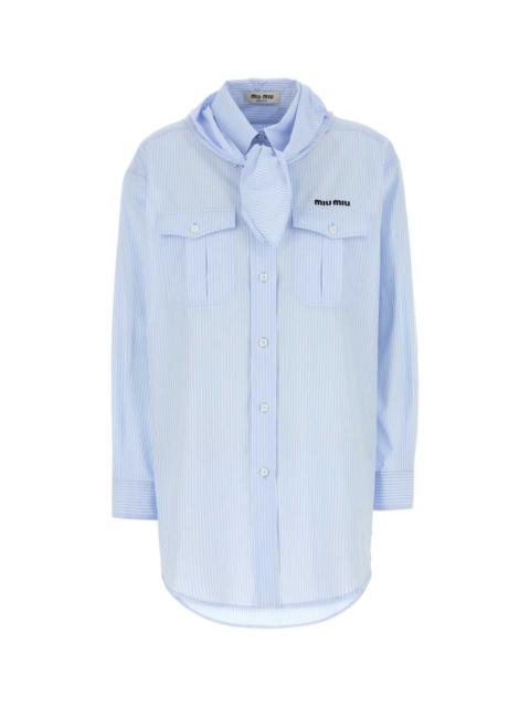 Miu Miu Miu Miu Embroidered Poplin Shirt — Blue