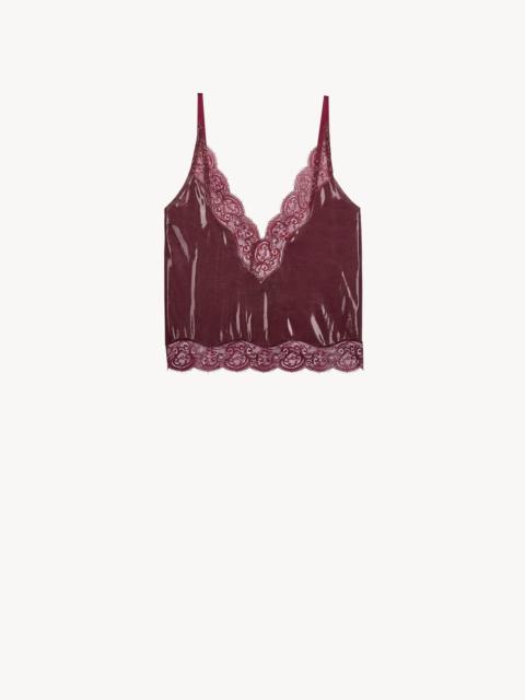 SAINT LAURENT LACED TANK TOP IN SILICONE-COATED SILK JERSEY