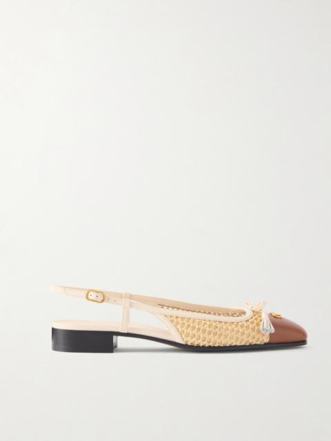 Valentino Valet Du Roi Tasseled Leather-trimmed And Raffia Slingback Ballet Flats