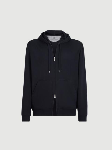 Brunello Cucinelli Cashmere and silk French terry hooded sweatshirt with zipper