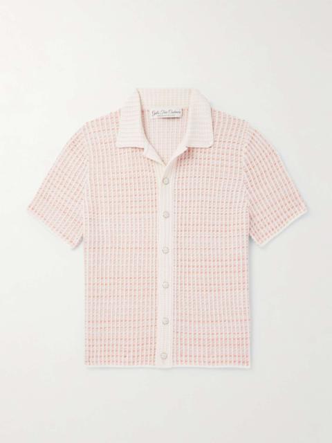God’s True Cashmere Noble Camp-Collar Waffle-Knit Cashmere-Blend Shirt