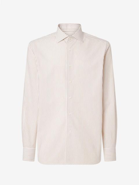 CORNELIANI White pure cotton shirt with beige stripes