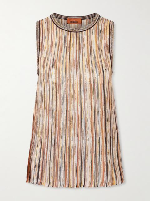 Missoni Mare Sequined Metallic Striped Crochet-knit Tank