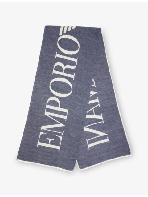 EMPORIO ARMANI Intarsia Logo Knit Scarf
