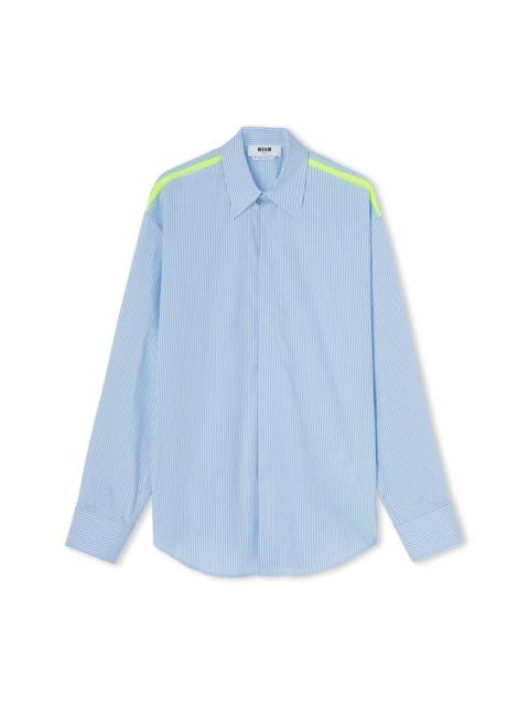 MSGM Poplin cotton striped shirt with contrasting color band