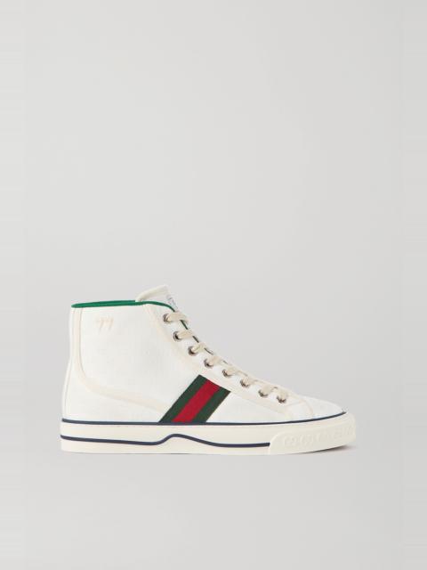 GUCCI Tennis 1977 logo-embroidered printed canvas high-top sneakers White