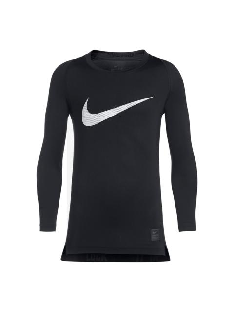 Nike Nike Front Swoosh Long Sleeves Tee 'Black White' 726460-010