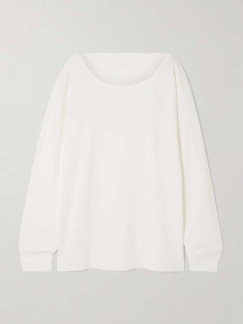 Oversized cotton and linen-blend jersey T-shirt White
