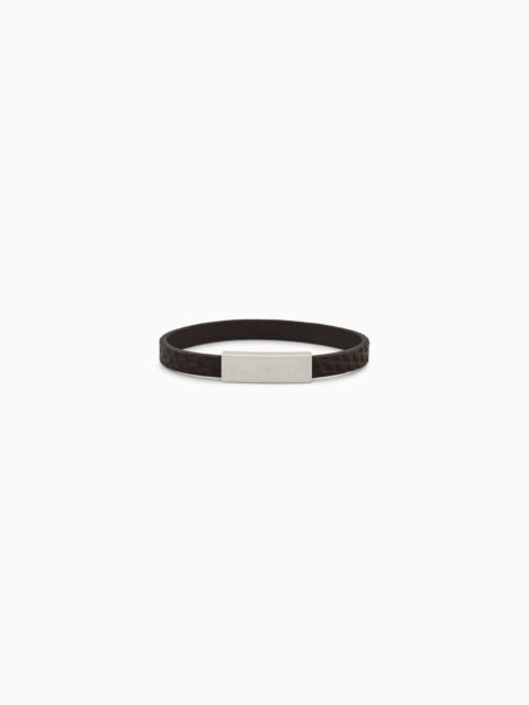 EMPORIO ARMANI BROWN LEATHER ID BRACELET