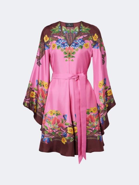 Etro Belted floral silk satin minidress