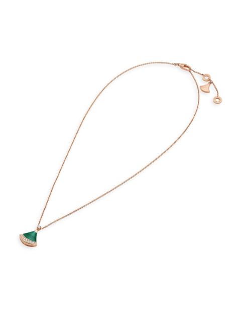 BVLGARI Divas' 꿈 18K 로즈 골드, Malachite & 0.13 TCW 다이아몬드 펜던트 목걸이