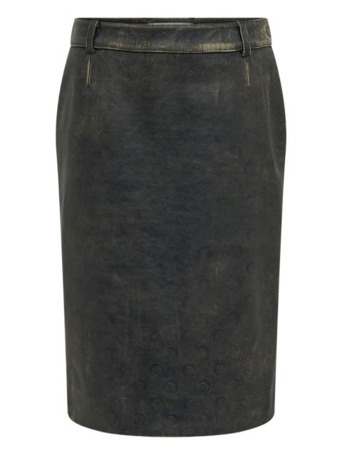 Marine Serre Moon leather midi skirt