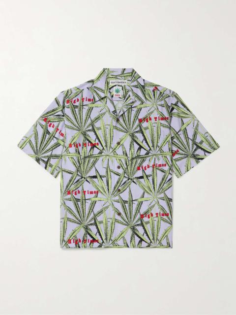 + High Times Convertible-Collar Printed Crepe Shirt