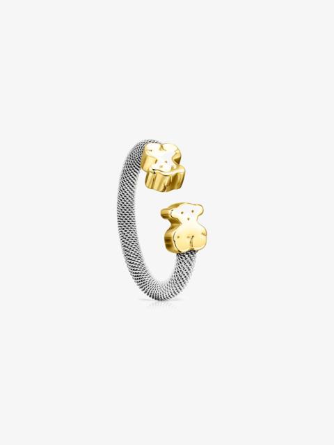 TOUS Steel and 18K solid gold TOUS Mesh Ring 0,7cm.