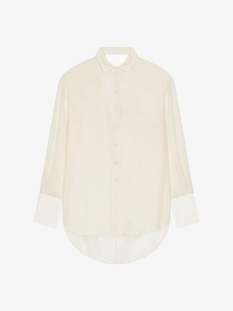 OVERSIZED SHIRT IN SILK AND LINEN WITH DRAPED BACK