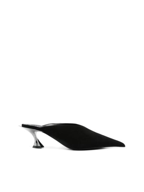 MUGLER 55mm suede fang mules