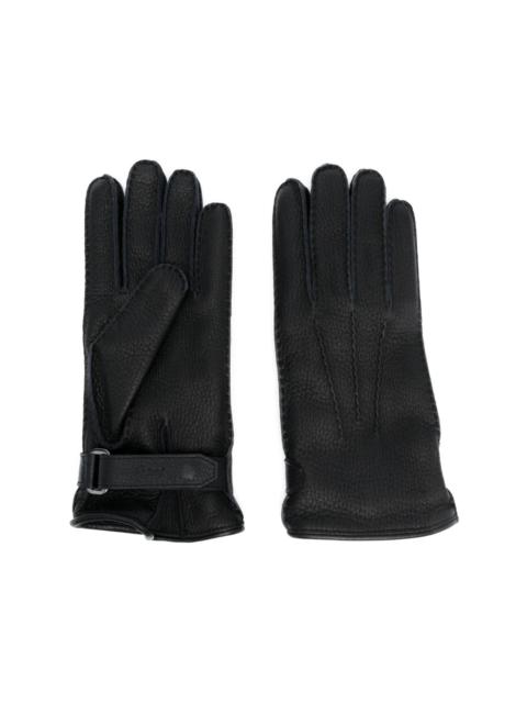 Brioni touch-strap leather gloves