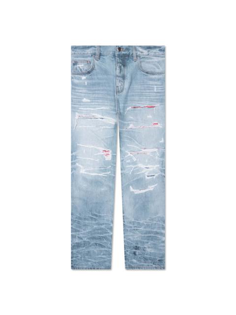 AMIRI STRAIGHT FIT ALOHA PATCH JEAN - FADED INDIGO