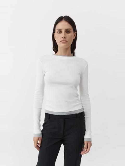 ST. AGNI Organic Cotton Layered Long Sleeve Top - White