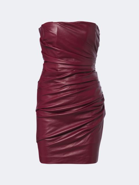 ALEX PERRY Ruched leather bustier dress
