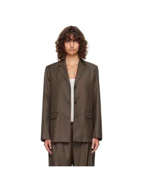 Loulou de Saison Brown Marcia Chambray Wool Blazer