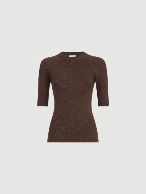 Brunello Cucinelli Sparkling cashmere lightweight rib knit sweater