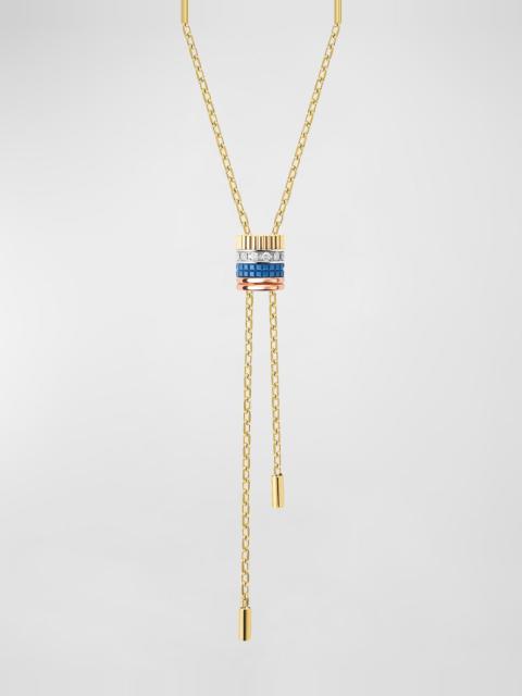 Boucheron Quatre 18K Yellow Gold Ceramic and Diamond Large Tie Necklace