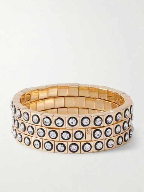 ROXANNE ASSOULIN The Royal Set Of Three Gold-tone, Enamel And Crystal Bracelets