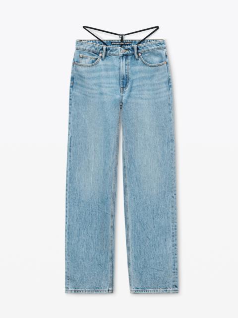 Mid-Rise Jeans with Pre-Styled Logo Thong