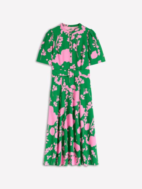 BODEN Kate Puff Sleeve Belted Dress-Highland Green, Dainty Sprigs