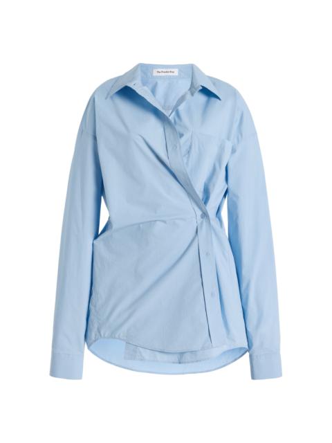 The Frankie Shop Ornella Button-Up Cotton Shirt blue