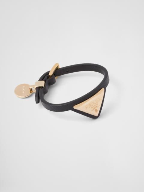 Saffiano leather and metal bracelet