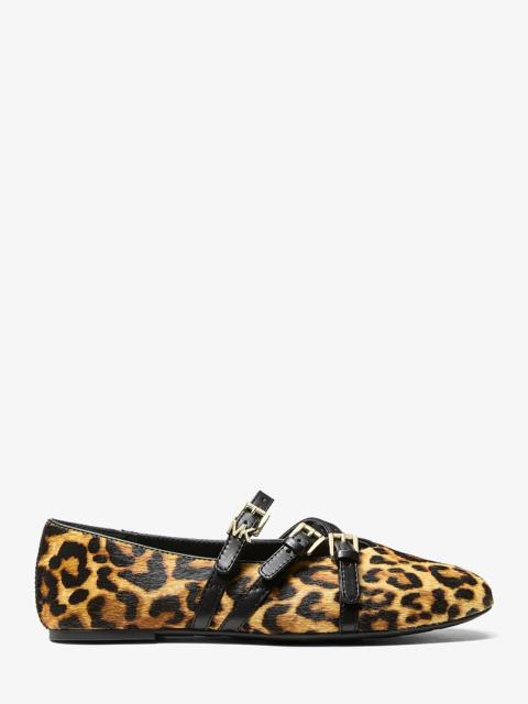 MICHAEL KORS Indy Flex Leopard Print Calf Hair Ballet Flat