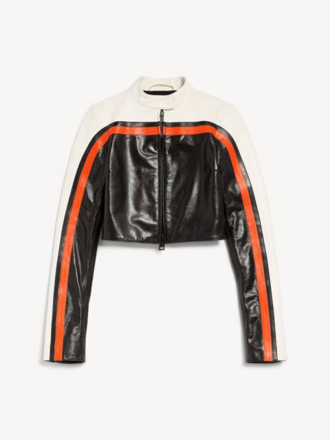 BALENCIAGA Women's Bodies Fitted Biker Jacket in Black