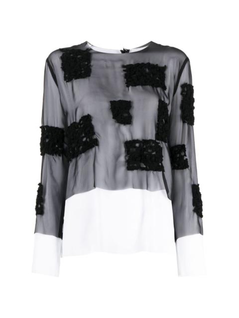 Comme Des Garçons crochet-knit sheer blouse