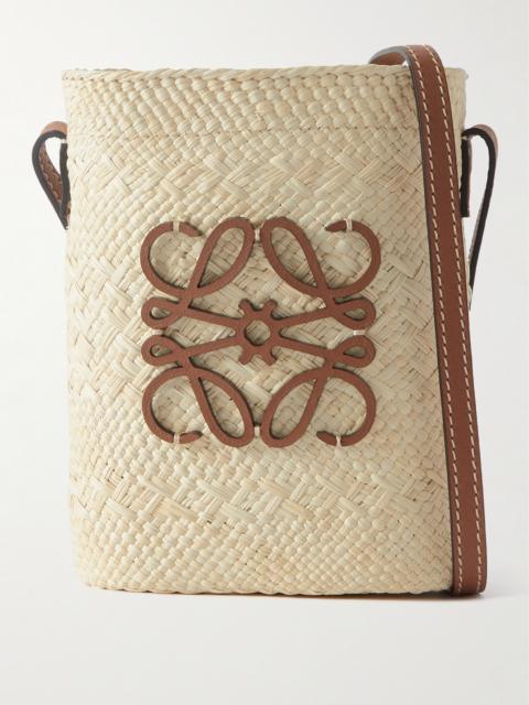 Loewe Paula's Ibiza Leather-Trimmed Raffia Bucket Bag
