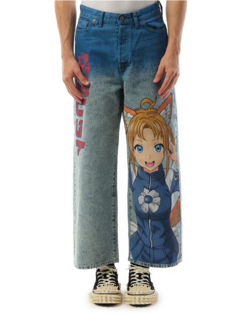 doublet Anime Hand-Painting Denim Pants in Blue